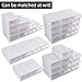 12 Pcs Drawer Stackable Storage Cabinet, White Plastic Organizer with Drawers & 36 Pcs Clear Dividers Organizer Rack & 48 Pcs Tag Card & 24 Pcs Non-slip Stickers for Home Office School