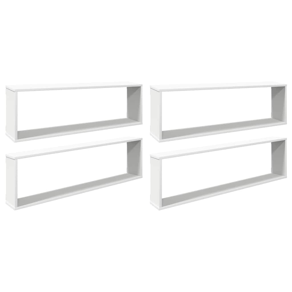 Juego de 4 estantes de pared, estantes blancos, flotantes de madera, 100 x 15 x 30 cm, diseño moderno para montaje en pared, versátil estantería colgante para libros y accesorios del hogar