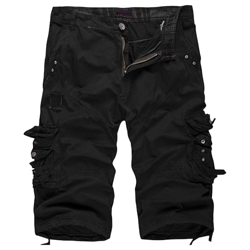 Short cargo d'entraînement multi-poches en sergé de coton noir