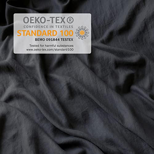 Image of XZ XIFA 100% Washed French Flax Linen Duvet Cover Set - 3 Pieces, Cooling & Textured Farmhouse Bedding for Hot Sleepers, with Zipper Closure (Dark Gray, King)