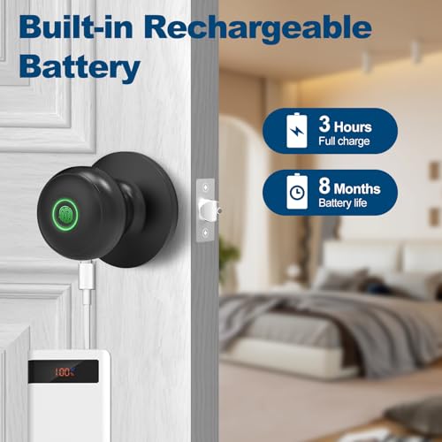 GeekTale-Fingerprint-Door-Lock-Smart-Lock-Door-Knob-with-App-Biometric-Door-Lock-Thumbprint-Door-Lock-Smart-Fingerprint-Door-Knob-for-Bedroom-Office-Apartment
