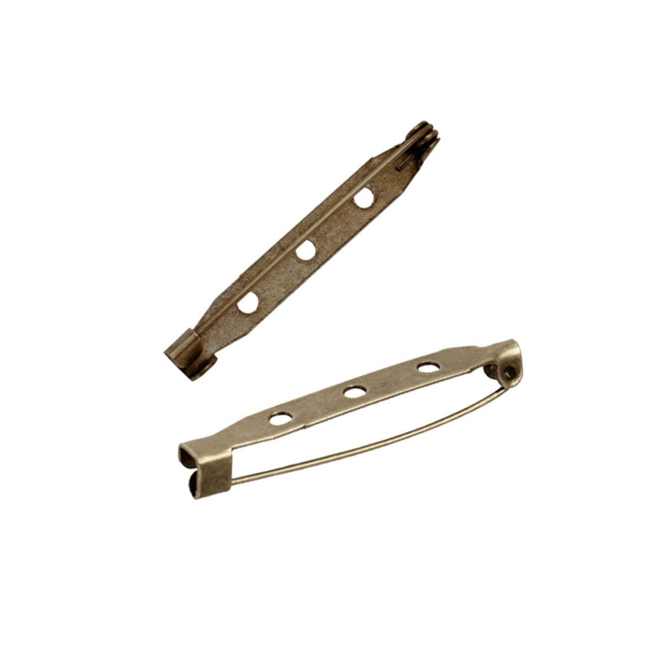 HOMSFOU 200Pcs Safety Clasp Brooch Pin Backs for DIY Craft Jewelry Making Durable Three Holes Design for Corsages Name Badges and More