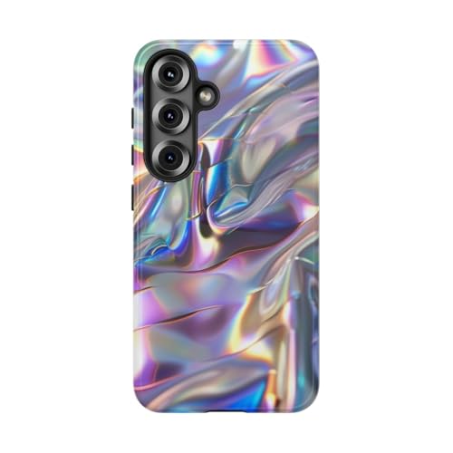 Texture holographique irisée de luxe coque rigide brillante Samsung S25