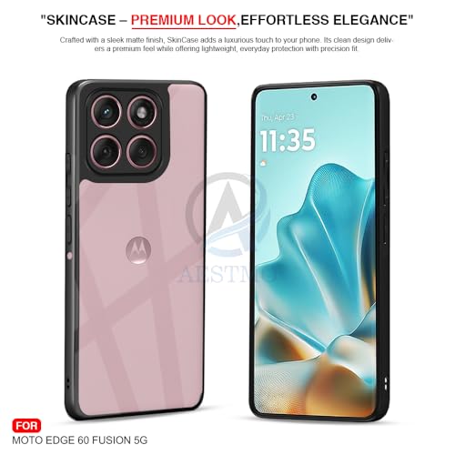 Image of AESTMO Moto Edge 60 Fusion 5G Back Cover | 360 Protection | Crystal Clear Hard Back Transparent | Bumper Case for Moto Edge 60 Fusion 5G (PC+TPU, Black Bumper)