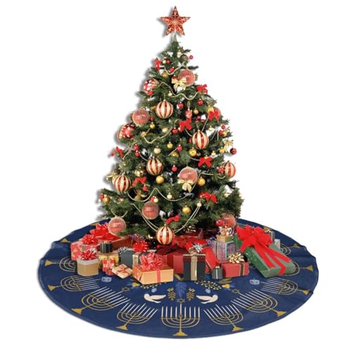 Juniissl Hanukkah Candlestick Stars Christmas Tree Skirt Funny Tree Mat For Farmhouse Xmas Holiday Party Decorations Indoor Outdoor 36 Inch thumb #4