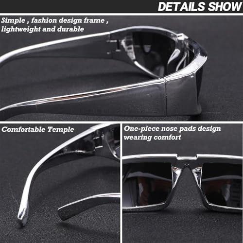 Wrap Around Futuristic Rectangle Sunglasses for Women Men – Chunky Fashion UV400 Shield Eyewear3