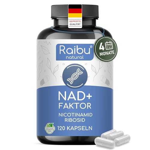 NAD+ Faktor mit 300 mg Nicotinamid-Ribosid (NR) pro Kapsel - 4 Monats Vorrat - Für Energie & Nervensystem*- Hochdosiert vegan & laborgeprüft - 120 NAD Plus Faktor Kapseln ohne Trennmittelts