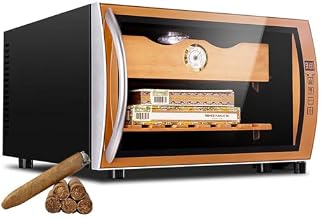 Electric Cigar Humidor with Intelligent Temperature Control, Cedar Wood Shelves, and Negative Ion Purification for Optimal Cigar Storage