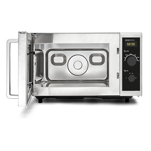 CASO CM1000 Ceramic, Gewerbemikrowelle, für Professionelle Gastronomie, Mikrowelle 1000 Watt stark, 25 Liter Garraum, 6 Leistungsstufen, Casotek Boden, Timer bis 60 Min