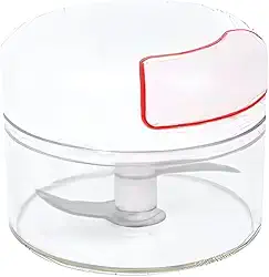 Mini Processador de Alimentos Manual 170ml – Triturador, Mixer, Picador com 2 Lâminas Afiadas, Linha Premium (Branco)