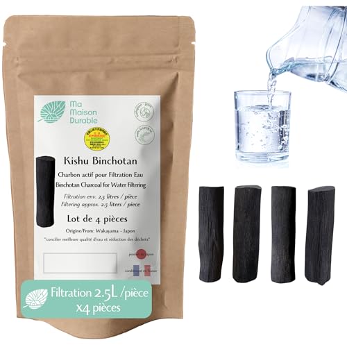 Filtre Purificateur Eau Naturel Binchotan Charbon Actif X4 de Kishu