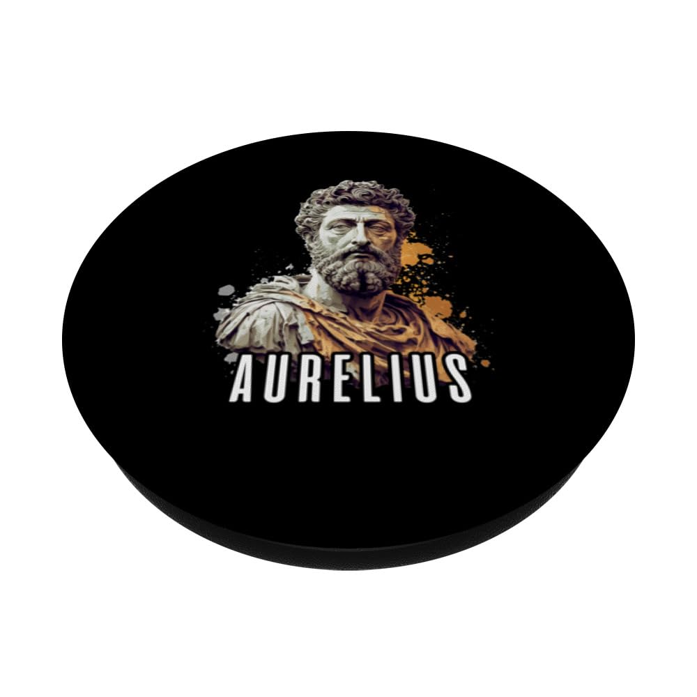 Marcus Aurelius Stoicism Stoic Philosophy Roman Emperor PopSockets Swappable PopGrip, Black - Image 2