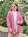 Haloumoning Girls Oversized Cardigan Sweaters Kids Fashion Open Front Long Sleeve Knit Sweater 5-14 Years Bright Pink