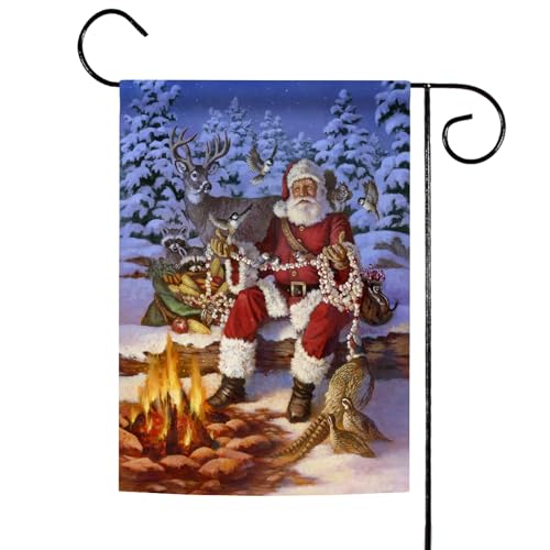 Toland Home Garden 119420 Fireside Santa Christmas Garden Flag 12x18 Inch Double Sided for Outdoor Winter House Yard Decoration