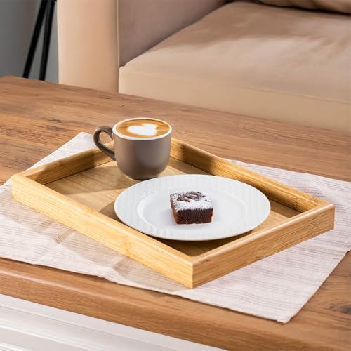 Porsima Pbt-362 Ahşap Tepsi 2li Set Çay Kahve Bambu Sunumu Tepsi Seti