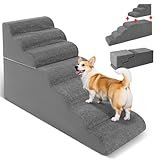7-Step Dog Stairs for High Bed - 29.5" Adjustable Dog Ramps for Couch, Non-Slip Sturdy Pet Steps for Small Dogs, Washable Cover, Removable Modular Design, Dual 11.8” & 17.7” Steps for Custom Height