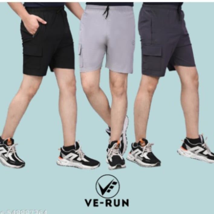 Image of VE RUN Men's Comfort Shorts, Regular Fit, with Zipper Pocket, Pack of 3