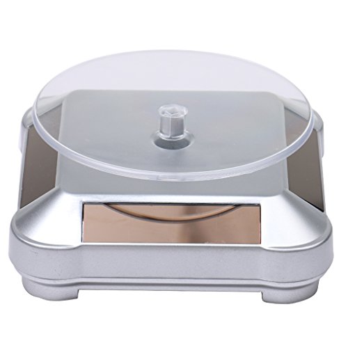 Preisvergleich Produktbild Gazechimp XRF-038 Solar Drehteller Präsentierteller Drehbühne Schmuck Uhren Display Silber