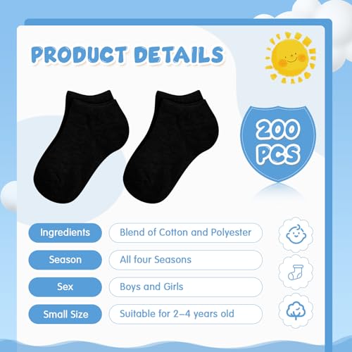 Jexine 200 Pairs Toddler Kids Low Cut Ankle Socks Half Cushion Low Rise Breathable Baby Socks for 2-4 Boys Girls2
