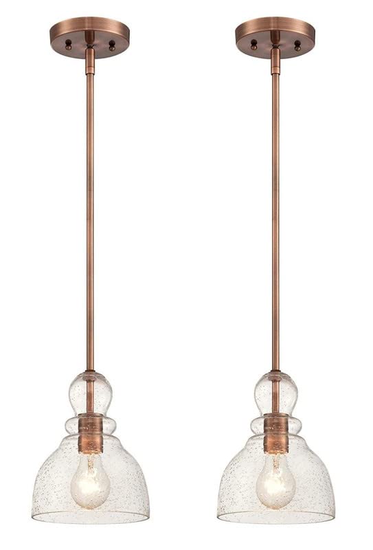 ciata lighting 1-light indoor adjustable mini pendant - washed copper indoor pendant (2 pack)