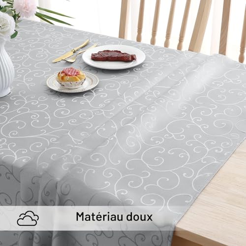 Nappe rectangulaire jacquard haut de gamme smiry gris 130x200 - 5