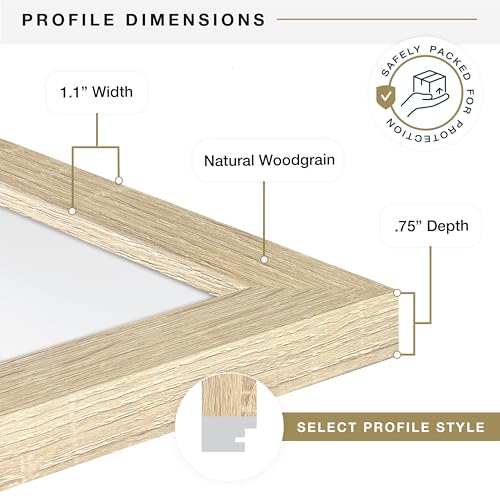 MCS Studio Gallery 8.5x11 Picture Frame Natural Woodgrain, Rectangle Photo Frame for Photos, Posters & Art Prints & Easel for Tapletop Display (1-Pack)