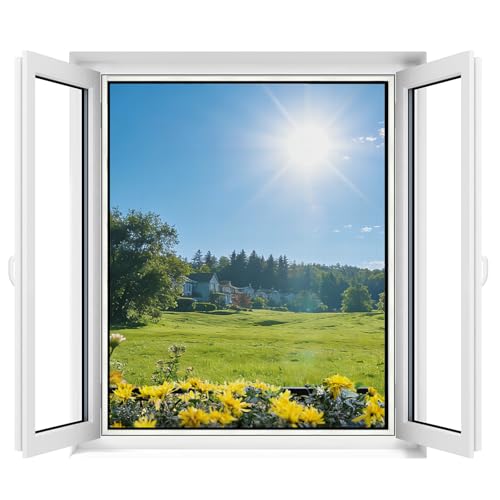 Apalus Fliegengitter Fenster, Zuschneidbar auf Fenstergrößen bis 130x150cm, Insektenschutz mit Starkem Klettband, Kinderleichte Montage, Presshilfe und Zuschneider Inklusive, Schwarz