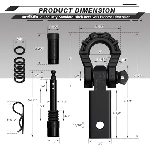 image for AUTMATCH Shackle Hitch Receiver 2 Inch with 3/4