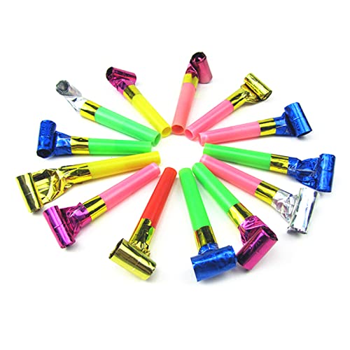 BEIDUOYANG Party Blowers 100 Pack Colourful Bulk Plastomer Blowouts Party-Popper Horns Dragon Noise Toy Fillers Noise Toy For Kids Blowouts Party-Popper Horns Dragon Noise Toy