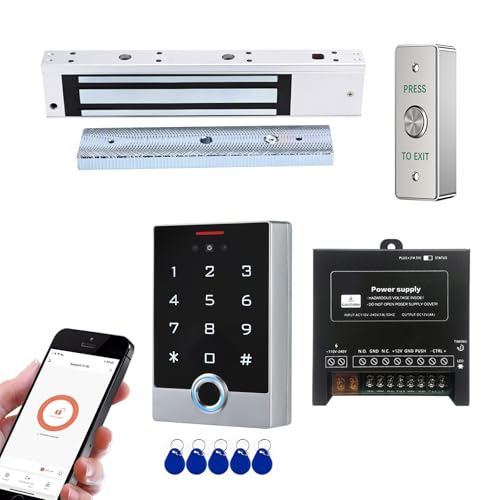 Smart Fingerprint Access Control System Kit with 600lbs Magnetic Lock, Tuya App Remote Control, Face Recognition, Fingerprint, Password & RFID ID Card Unlock