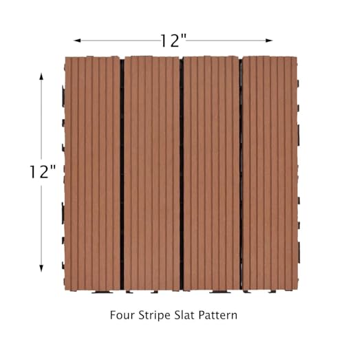 Image of WPC Deck Tiles 12 inchx12 inch - Interlocking Wooden Flooring Tiles | Water-Resistant & Anti-Slip | Outdoor & Indoor Floor Tiles for Balcony, Garden, Patio (Brown, Pack of 2)