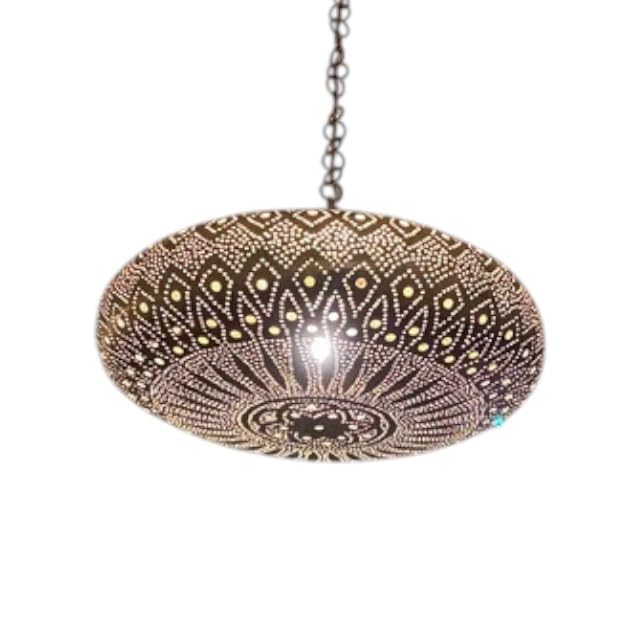 Moroccan Brass Ceiling Lamp, Simple Moroccan Pendant Chandelier - Handmade Brass Pendant Light - Home Decor Lighting (10 inches, Bronze)