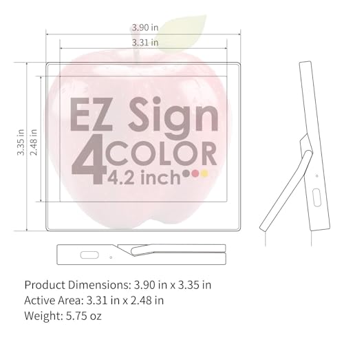 Santek EZ Sign | 4.2\" Small 4-Color E-Paper Display with Kickstand – Rewritable Digital Signage Board for Office, Retail, Reception, Airbnb, QR Code & WiFi Password Display (Black) - Thumbnail 2