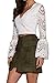 PROGRACE Woman's High Waist Lacing Up Tight Winter Keep Warm Suede Skirt Army Green S
