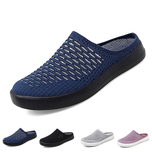 Image of WENOREG Women's Platform Hollow Out Slip On Lightweight Mule Sneakers,Summer Open Back Flats Fashion Mesh Breathe Comfort Walking Shoes Closed Round Toe Low Top Loafer