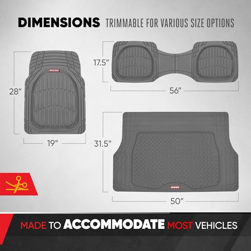 Motor Trend Set Di 4 Tappetini Grigi Per Auto, In Gomma, Con Rivestimento In Tartaruga, Per Auto, Suv, Camion - 5