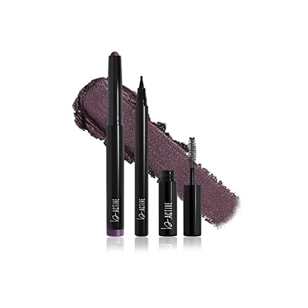 One Click Beauty b.Active 3-Piece Eye Kit, Longwear Makeup, The Jewel Tones