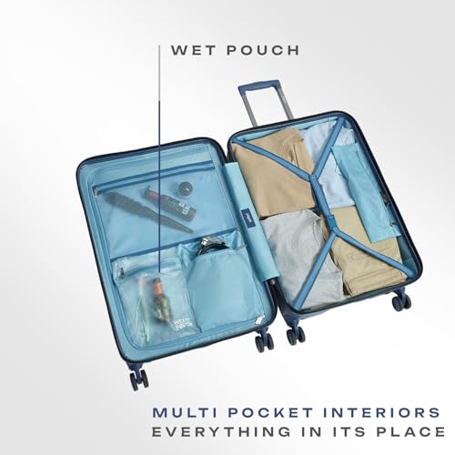 Image of Safari Select Polaris PRO 56 Cms Cabin Trolley Bag Hard Case Polycarbonate 8 Wheels with 360 Degree Rotation Recessed TSA Lock Anti-Theft Zipper Trolley Bags for Travel Suitcase for Travel Titan Blue