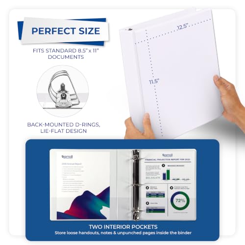 Image of Samsill Durable 1.5 inch 3 Ring Binder, D Ring Binder, 100% Recycled Chipboard, White, 12 Pack