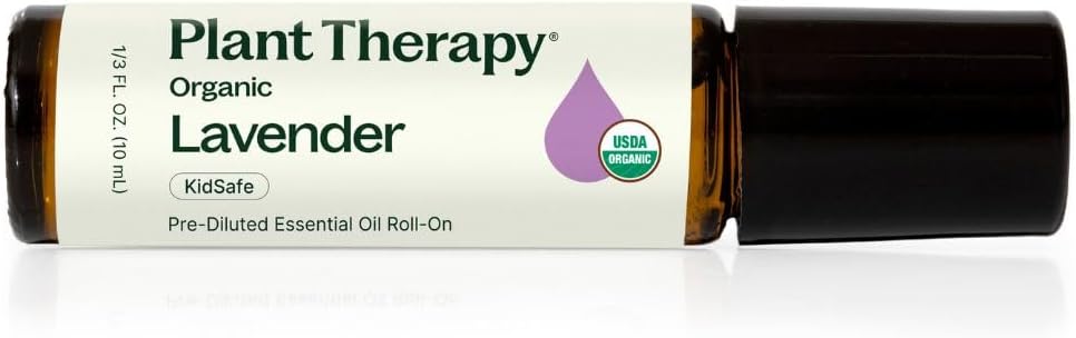 Organic Lavender Essential Oil 10 mL (1/3 oz), 100% Pure, Pre-Diluted Roll-On, Soothing Aromatherapy for Deep Sleep and Relaxation