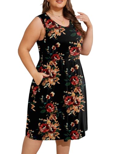 Image of DB MOON Womens 2026 Plus Size Tank Dresses Sleeveless Knee Length Sundress with Pockets