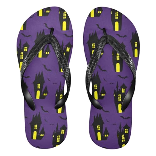 Burbuja Spooky Haunted Houses Flip Flops for Women Men, Soft Thong Sandals Rubber Slippers for Pool Beach Essentials