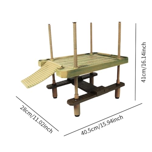 Leefasy Turtle Basking Platform Floating Turtle Pier Waterproof Above Tank Ornament with Ramp Ladder Decorative for Newts Frogs Crabs - Thumbnail 6