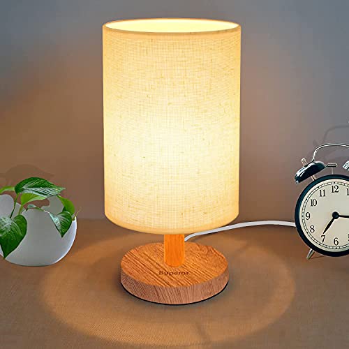 Buperor Bedside Lamp,Bedroom Nightstand Lamps,Table Lamp ,Desk Lamps for Home Office Dorm Decor,Small Cute Lamp,Side Table Lamp Fabric Shade USB Plug(Not Included) LED Bulb