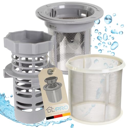 DL-pro Lot de 3 filtres fins, grossiers et micros, pour Bosch Siemens 427903 00427903, microfiltre en plastique et métal, 125 x 80 mm, pour lave-vaisselle...