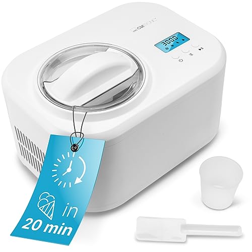 Clatronic® Eismaschine und Joghurtbereiter | Eis in 20 min. | für bis zu 1000ml | Eismaschine mit Kompressor | für Eis & Frozen Joghurt | Inkl. Rezeptvorschläge, Spachtel und Messbecher | ICM 3799