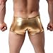 Adviter Men's Faux Leather Boxer Trunks Brief Underwear Sport Shorts Swimwear Gold S/tagL