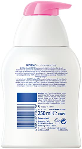 NIVEA Intimo Waschlotion Sensitive (250 ml), Intim Waschgel mit Milchsäure, Kamillenextrakt und Panthenol, Intim Waschlotion für sensible Haut