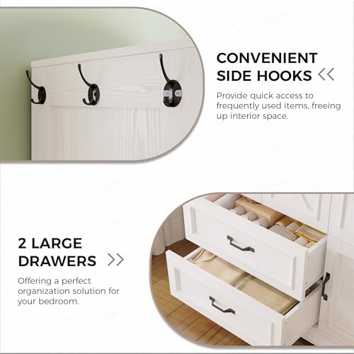image for LIKIMIO Armoire Wardrobe Closet with 4 Doors and Drawers, Wardrobe Cab