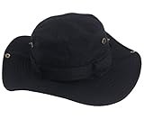 Hikeman Fishing Hat and Safari Cap Wide Brim Boonie Hat Bucket Hats with Sun Protection for Big Head Men and Women (Black(XL))